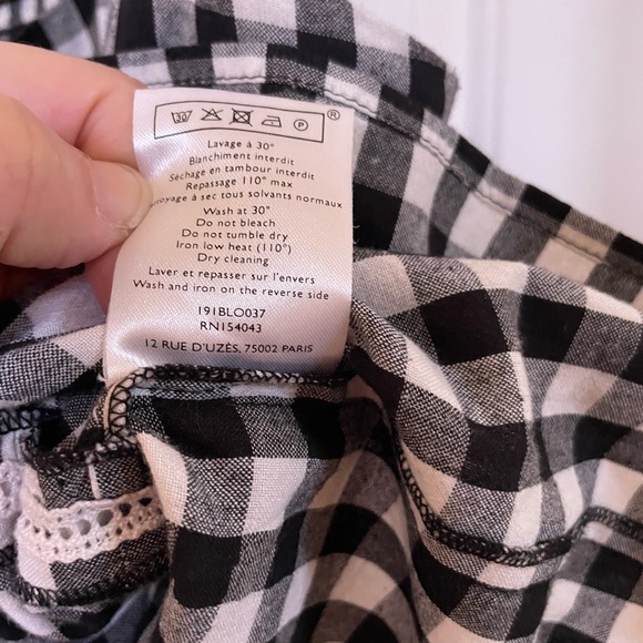 Sezane Laurette Top Black and White Vichy Print 10/42 - Picture 10 of 10